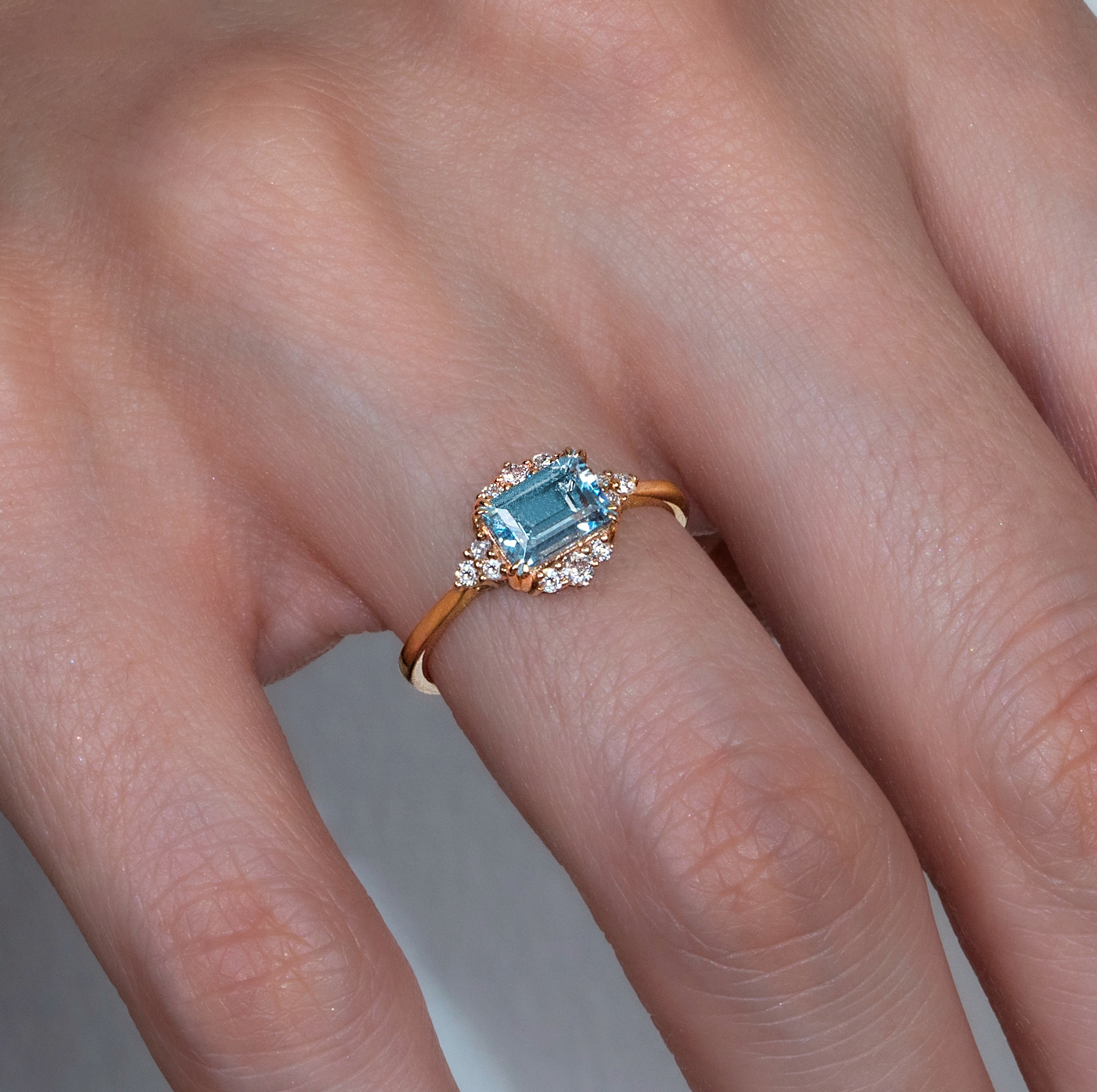 Vintage Blue Topaz Pırlanta Yüzük