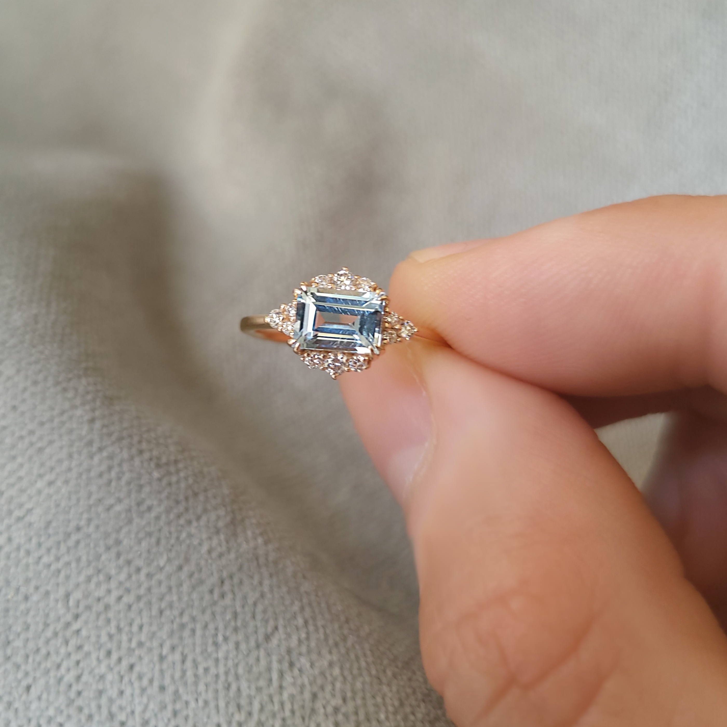 Vintage Blue Topaz Pırlanta Yüzük